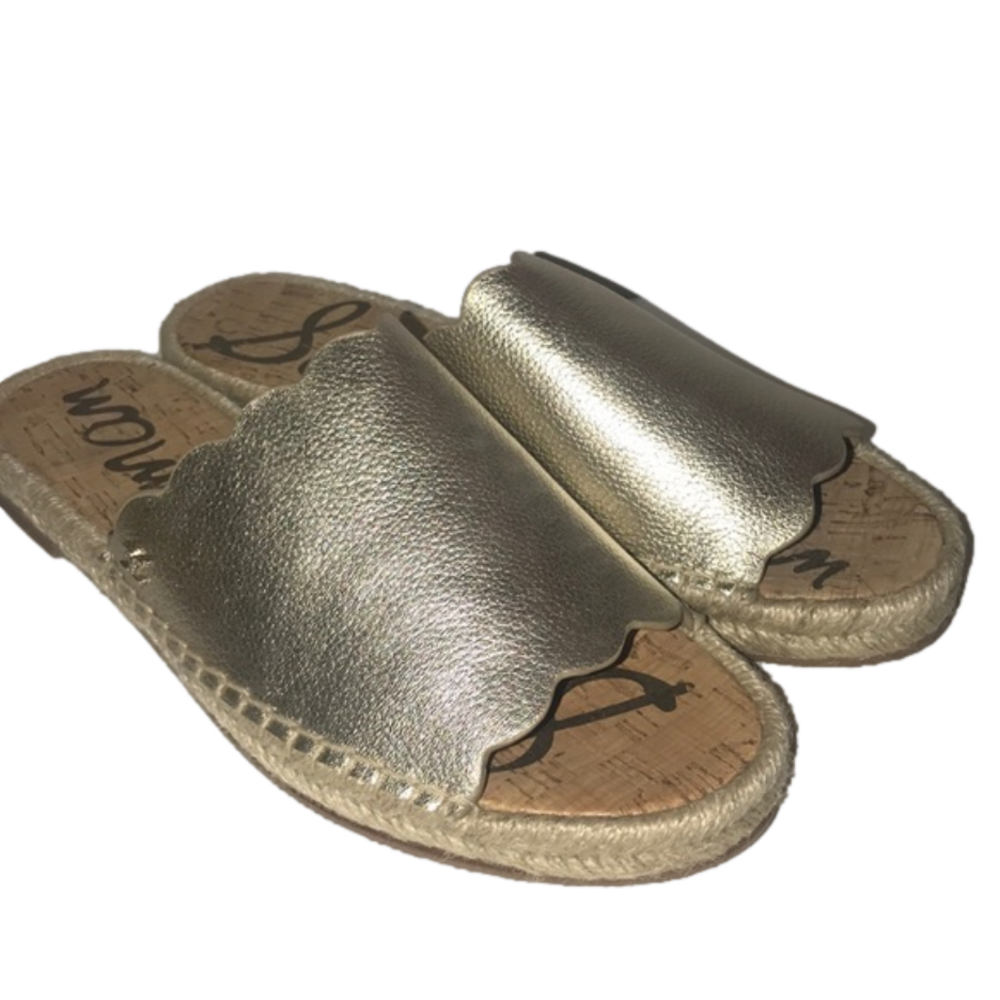 NWOT Sam Edelman light gold slides